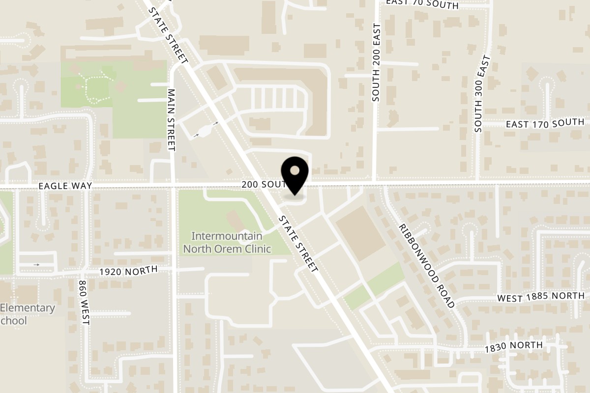 Map showing the location of Sweeto Burrito on 1990 North State Street in Orem